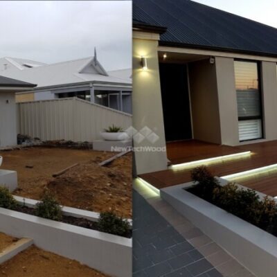 Before – after decking and front entrance, WA.  NewTechWood Ipe