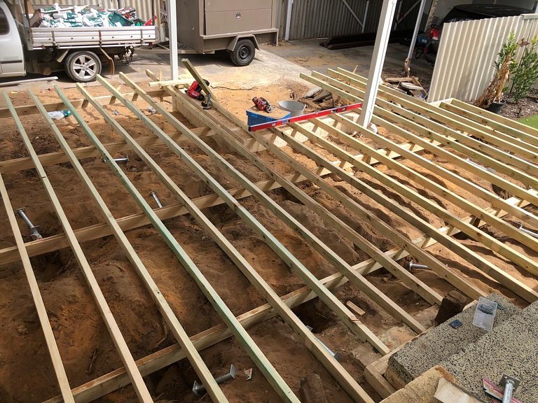 Build timber deck frame 
