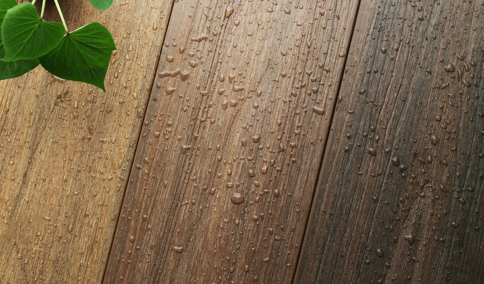 Water beading on timber decking