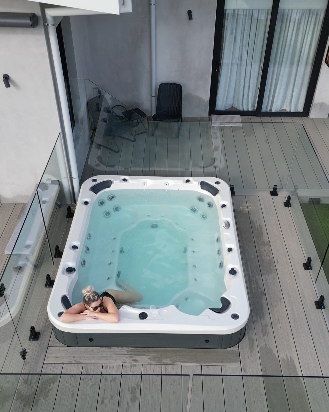 Spa pool is perfect with water resistance and waterproof NewTechWood decking