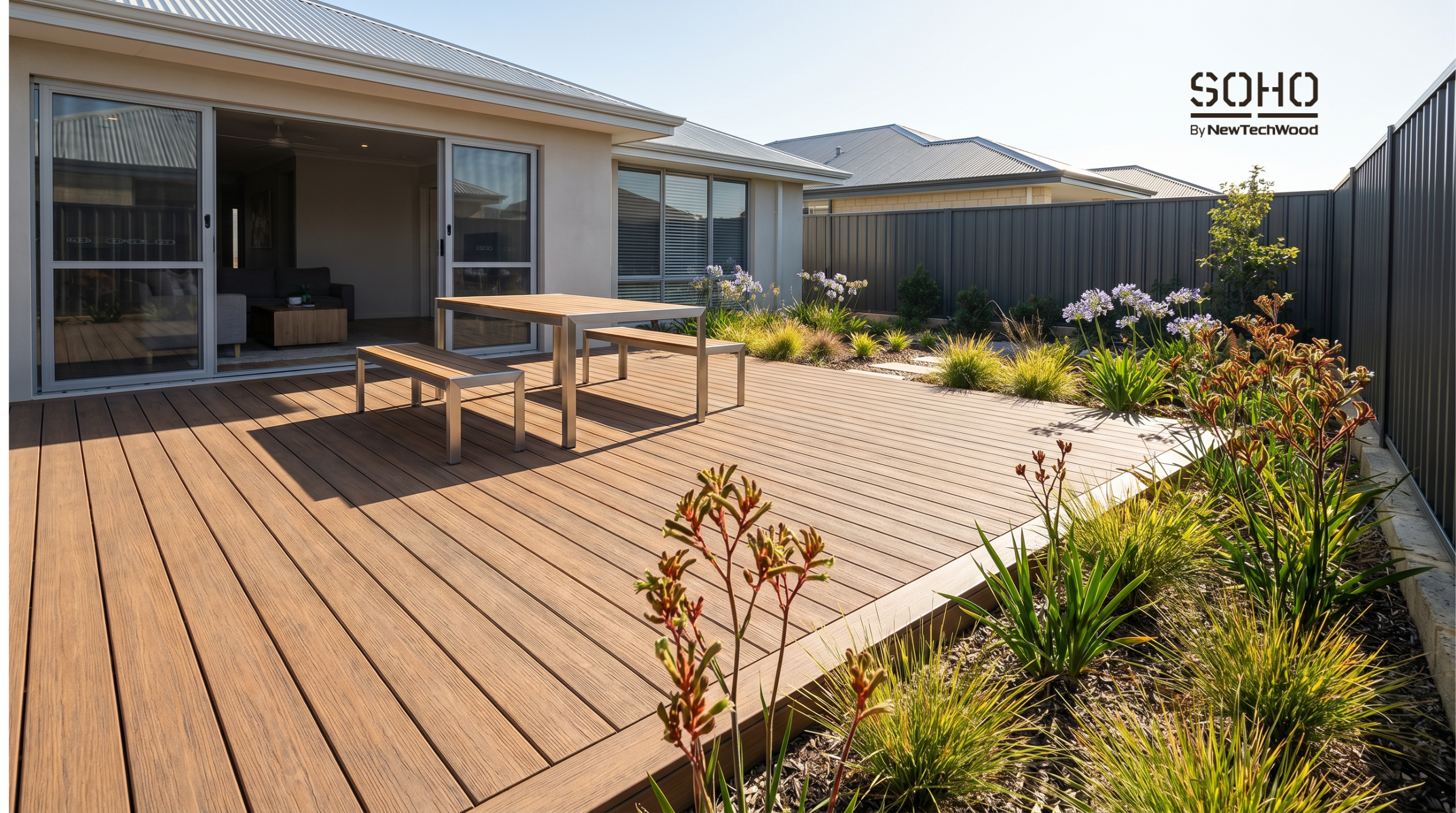 Australian backyard with quality Soho composite deckinh